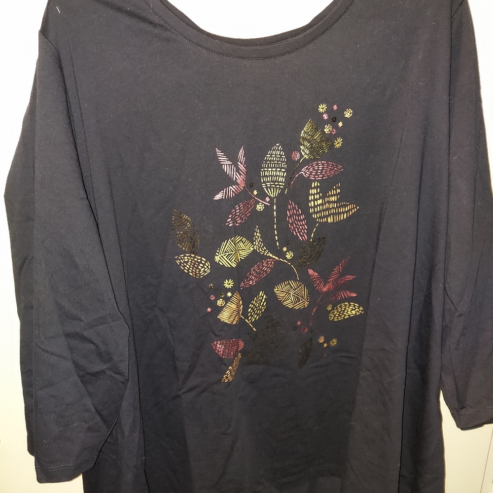CJ Banks knit embroidered tee, 3X